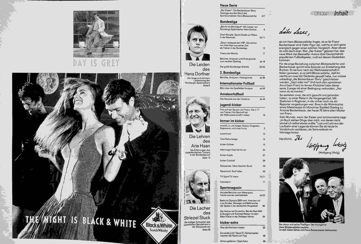 Inhaltsverzeichnis Kicker 64/1991