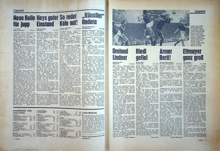 Inhaltsverzeichnis Kicker 65/1972