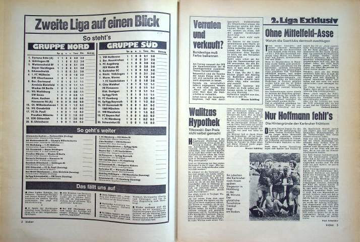 Inhaltsverzeichnis Kicker 65/1974
