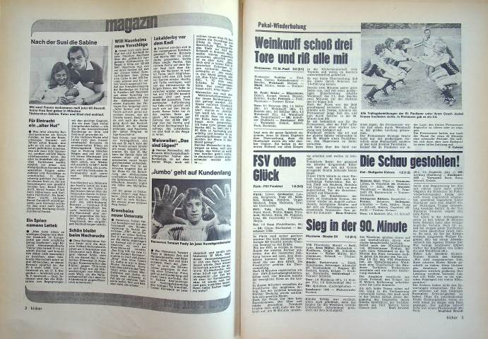 Inhaltsverzeichnis Kicker 65/1975