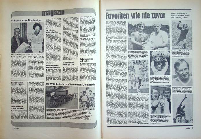 Inhaltsverzeichnis Kicker 65/1976
