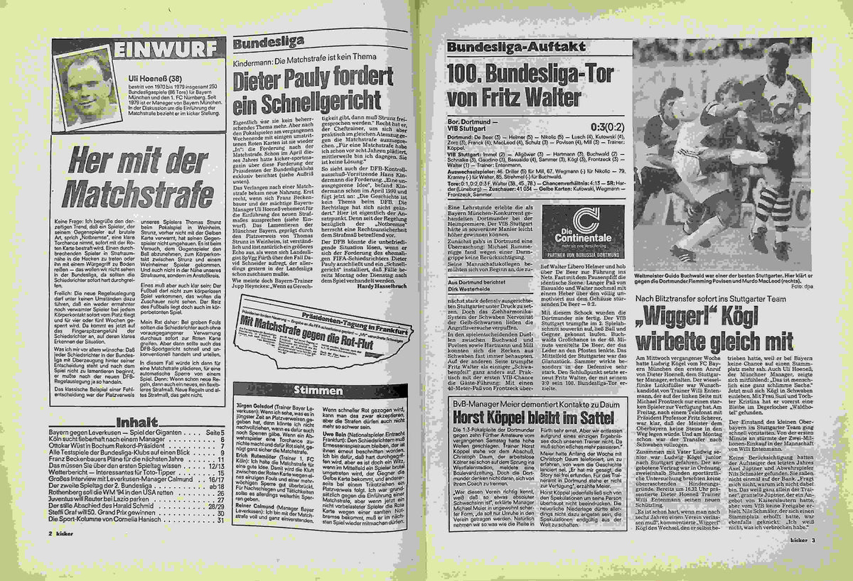 Inhaltsverzeichnis Kicker 65/1990