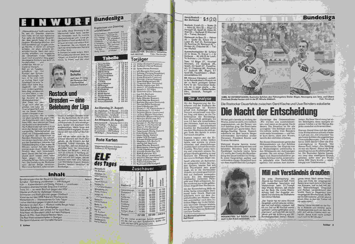Inhaltsverzeichnis Kicker 65/1991