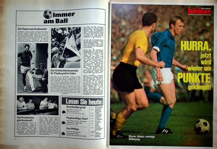 Inhaltsverzeichnis Kicker 66/1970