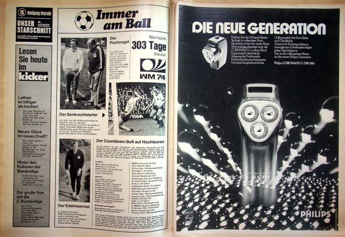 Inhaltsverzeichnis Kicker 66/1973
