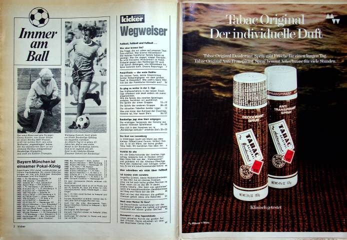 Inhaltsverzeichnis Kicker 66/1974