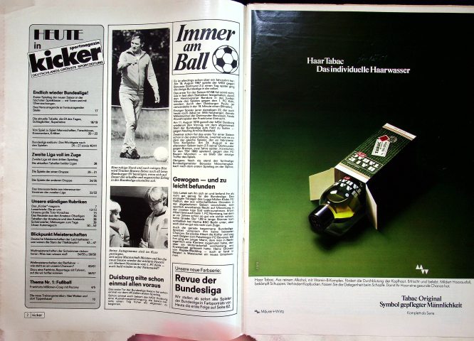 Inhaltsverzeichnis Kicker 66/1978