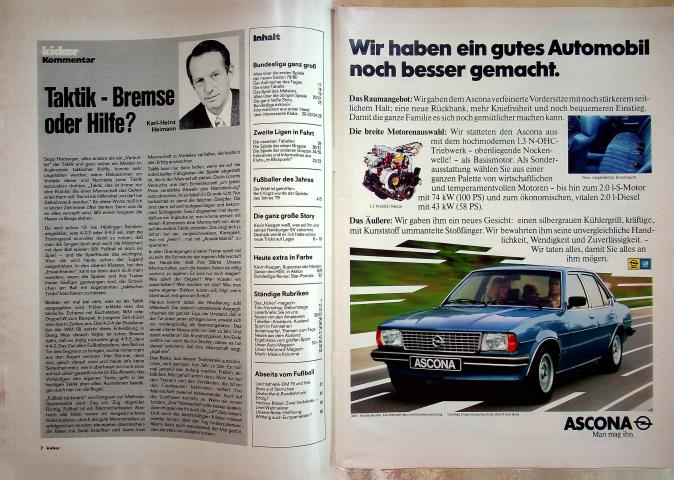 Inhaltsverzeichnis Kicker 66/1979