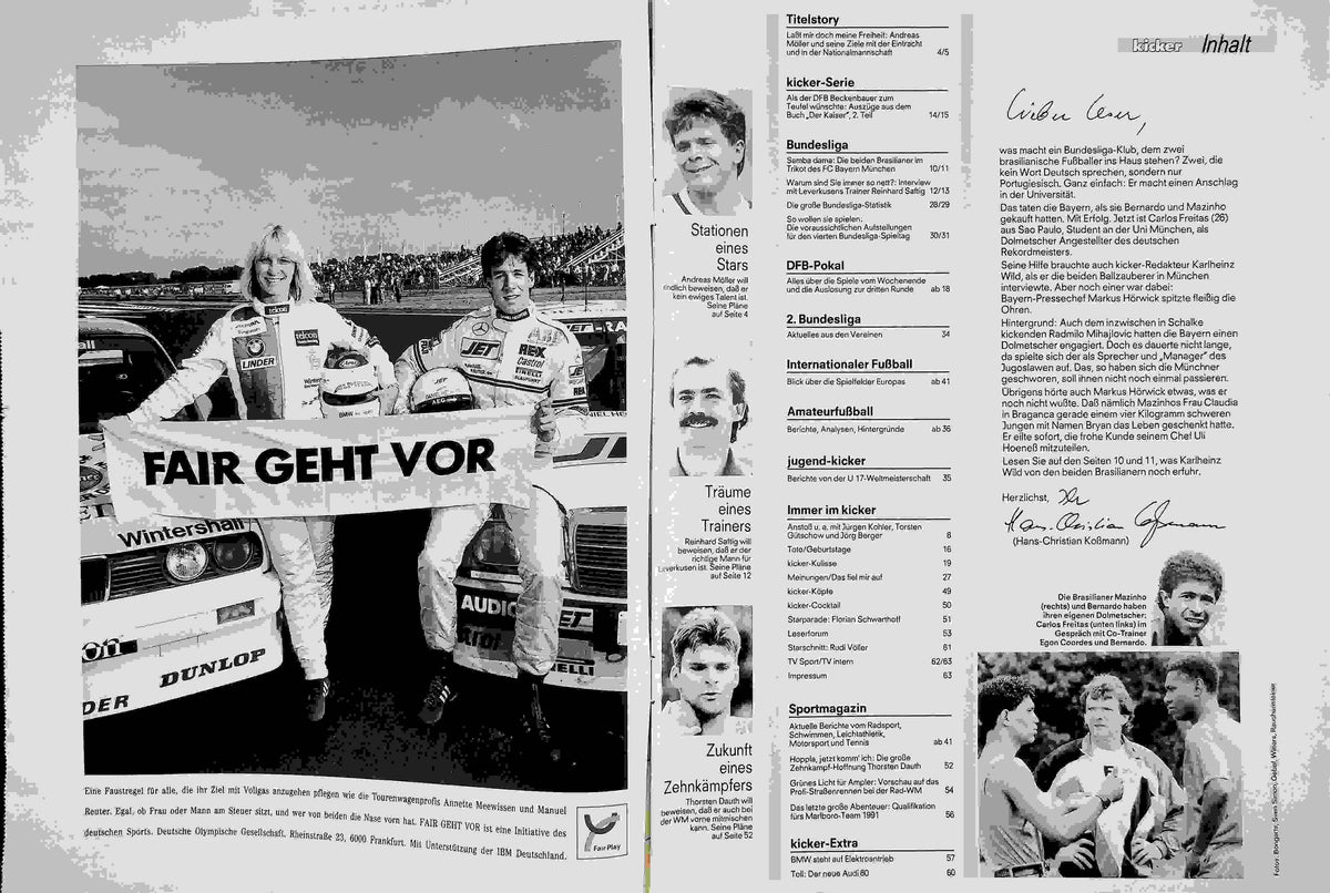 Inhaltsverzeichnis Kicker 66/1991