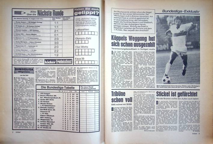 Inhaltsverzeichnis Kicker 67/1973