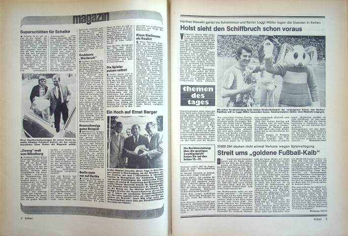 Inhaltsverzeichnis Kicker 67/1975