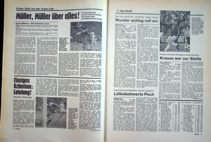 Inhaltsverzeichnis Kicker 67/1976