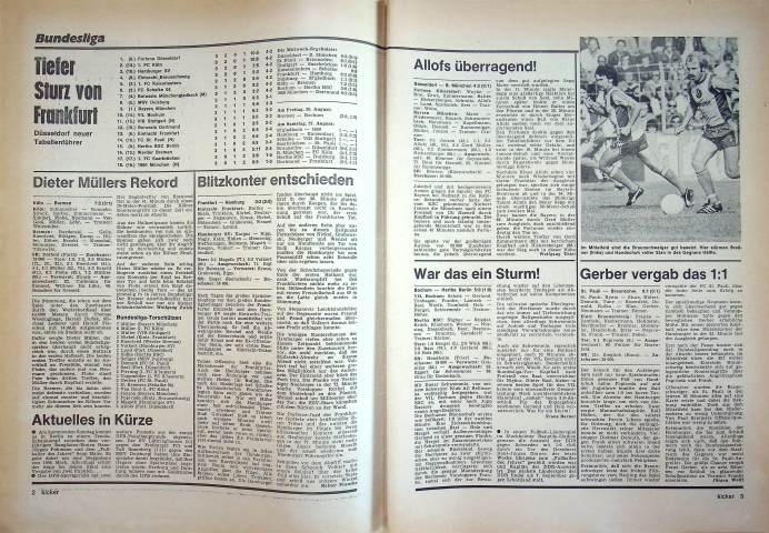 Inhaltsverzeichnis Kicker 67/1977