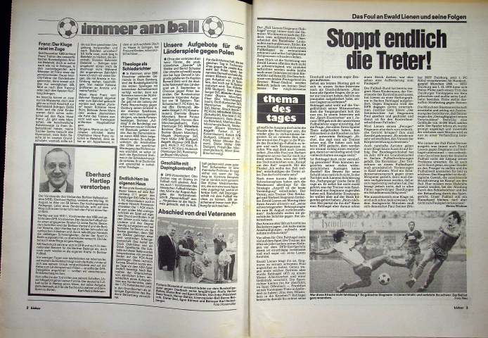 Inhaltsverzeichnis Kicker 67/1981