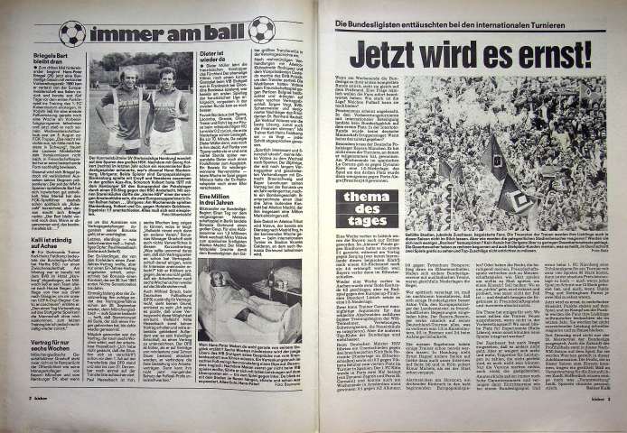Inhaltsverzeichnis Kicker 67/1982
