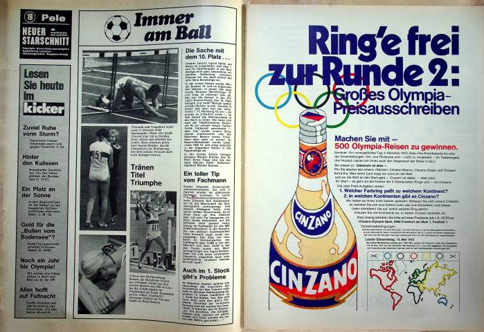 Inhaltsverzeichnis Kicker 68/1971