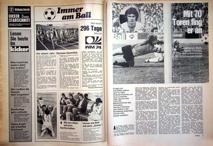 Inhaltsverzeichnis Kicker 68/1973