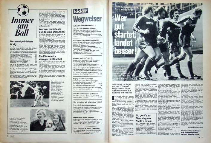 Inhaltsverzeichnis Kicker 68/1974