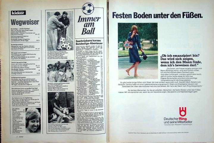 Inhaltsverzeichnis Kicker 68/1976