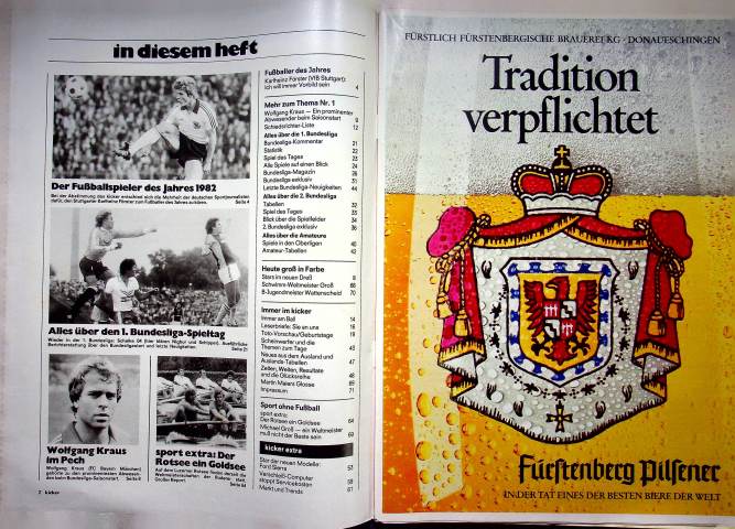 Inhaltsverzeichnis Kicker 68/1982