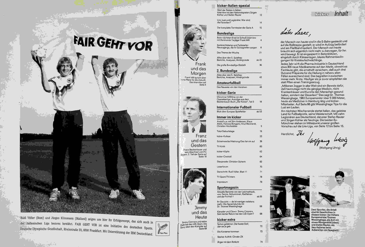 Inhaltsverzeichnis Kicker 68/1991