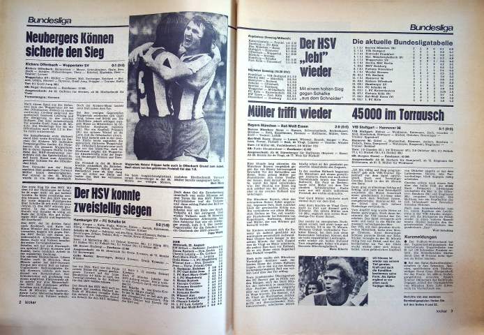 Inhaltsverzeichnis Kicker 69/1973