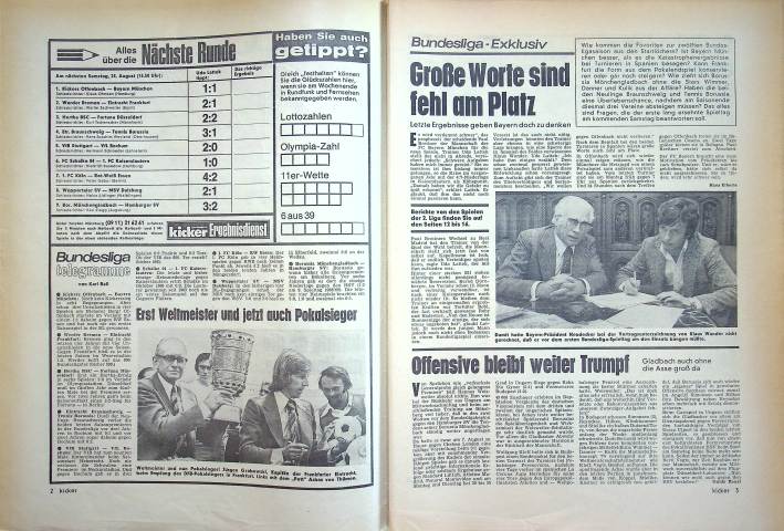 Inhaltsverzeichnis Kicker 69/1974