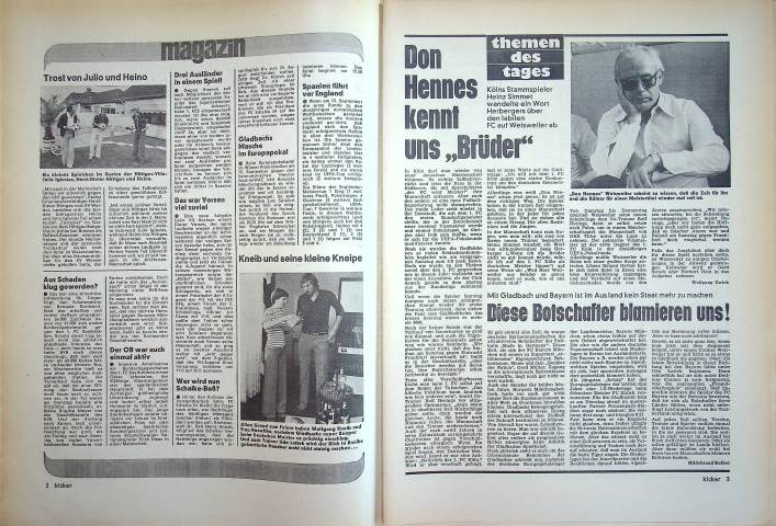 Inhaltsverzeichnis Kicker 69/1976