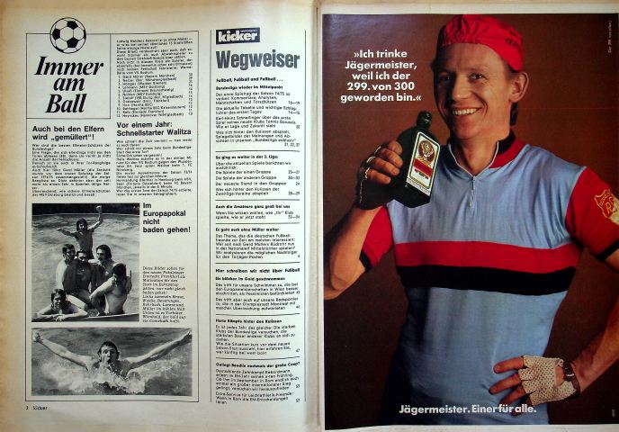 Inhaltsverzeichnis Kicker 70/1974
