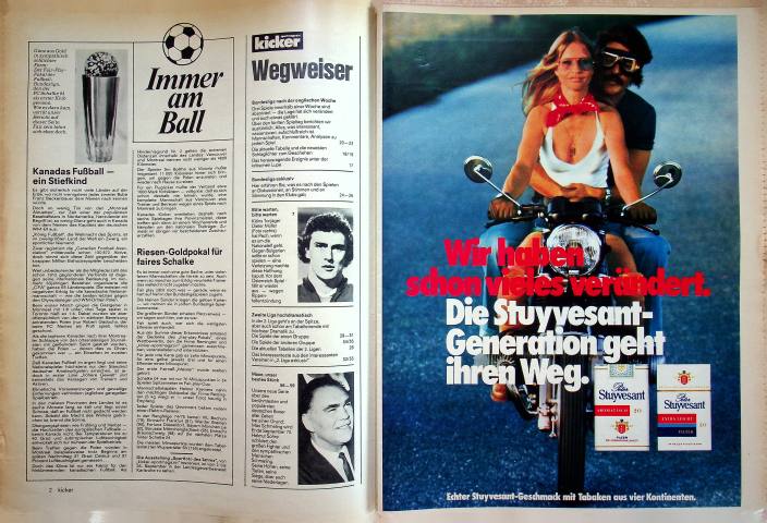 Inhaltsverzeichnis Kicker 70/1975