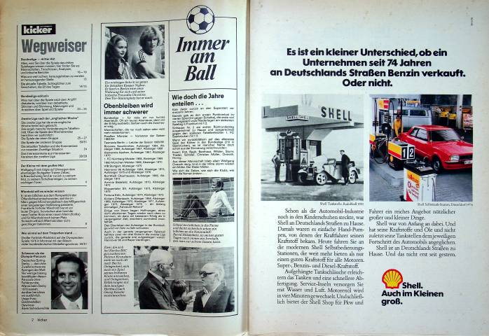 Inhaltsverzeichnis Kicker 70/1976