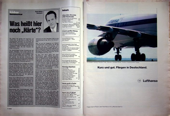 Inhaltsverzeichnis Kicker 70/1980