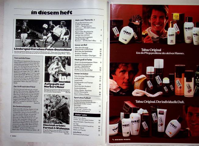 Inhaltsverzeichnis Kicker 70/1981