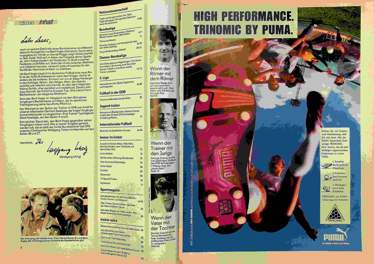 Inhaltsverzeichnis Kicker 70/1990