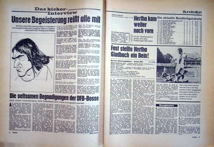 Inhaltsverzeichnis Kicker 71/1973