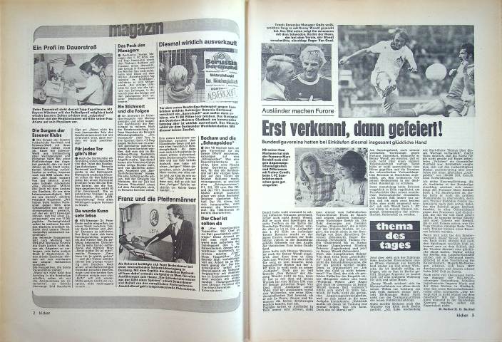 Inhaltsverzeichnis Kicker 71/1976
