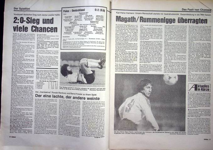 Inhaltsverzeichnis Kicker 71/1981