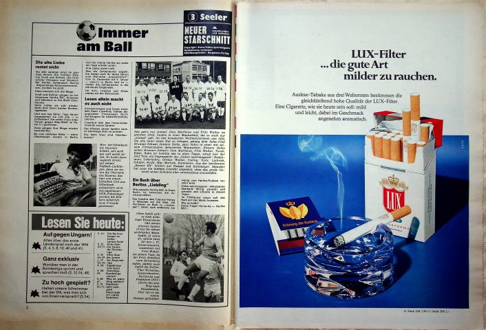 Inhaltsverzeichnis Kicker 72/1970