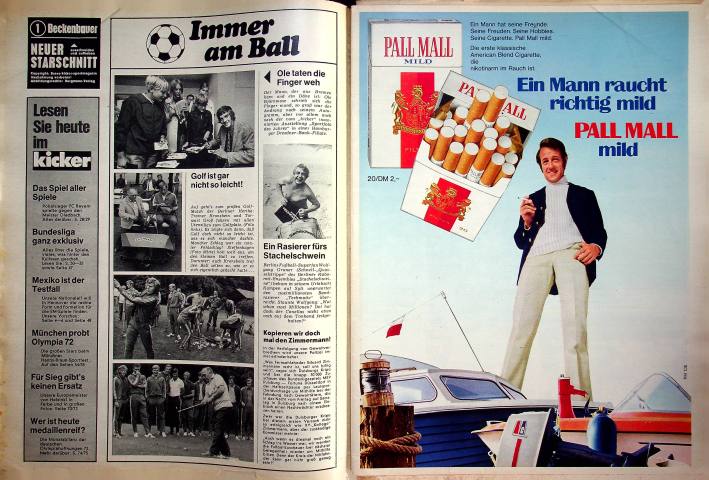 Inhaltsverzeichnis Kicker 72/1971