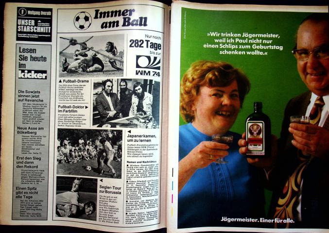 Inhaltsverzeichnis Kicker 72/1973