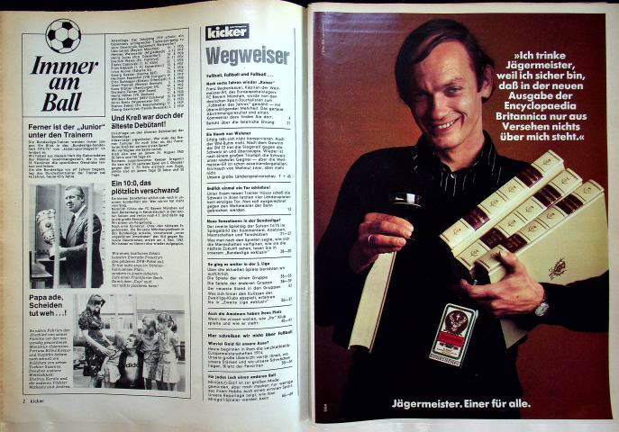 Inhaltsverzeichnis Kicker 72/1974