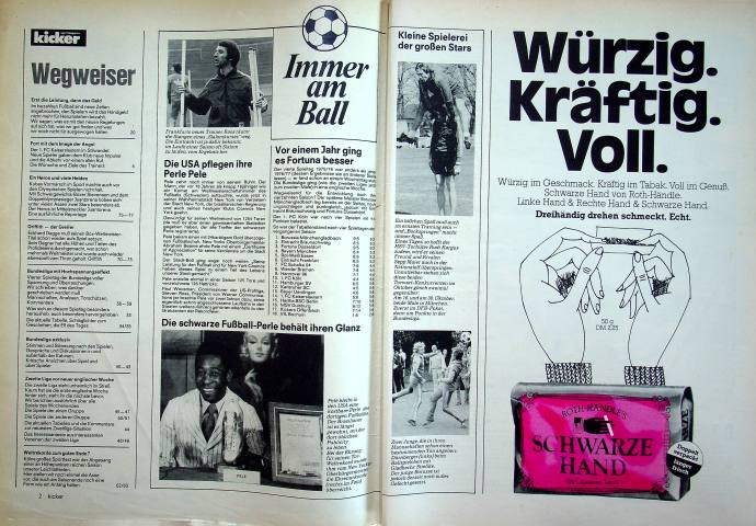 Inhaltsverzeichnis Kicker 72/1976