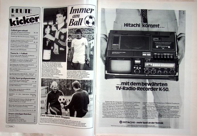 Inhaltsverzeichnis Kicker 72/1978