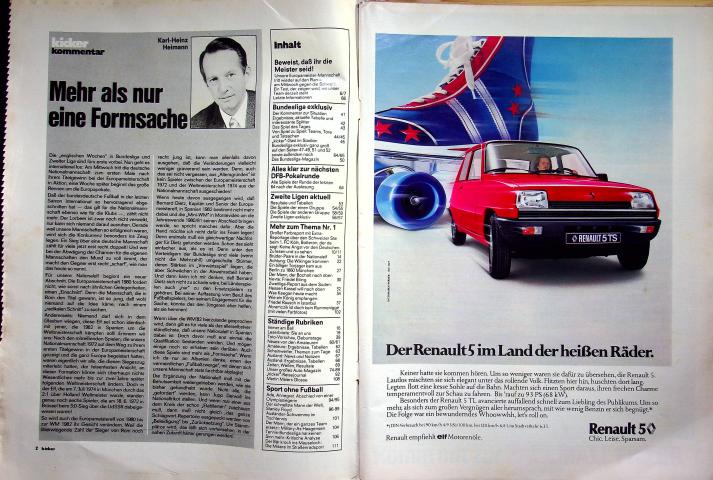 Inhaltsverzeichnis Kicker 72/1980