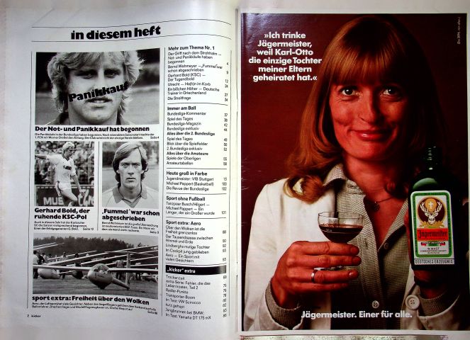 Inhaltsverzeichnis Kicker 72/1981