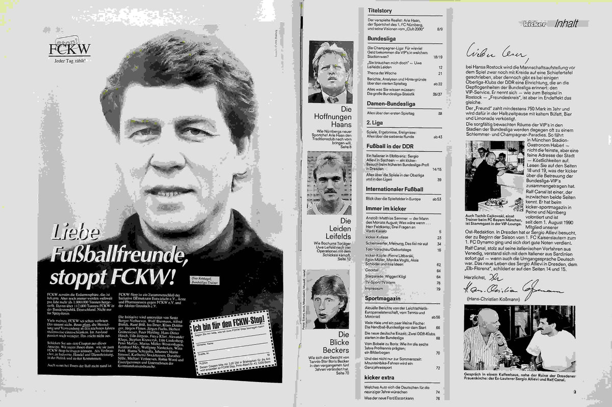 Inhaltsverzeichnis Kicker 72/1990