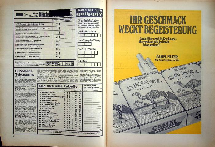 Inhaltsverzeichnis Kicker 73/1970