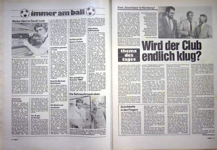 Inhaltsverzeichnis Kicker 73/1981