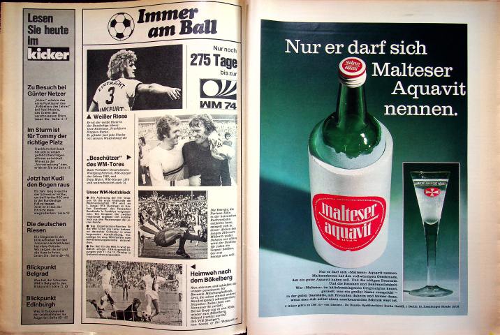 Inhaltsverzeichnis Kicker 74/1973