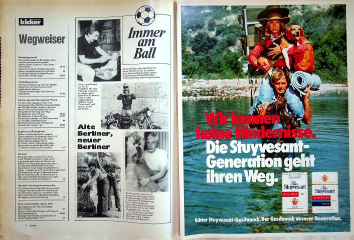 Inhaltsverzeichnis Kicker 74/1976